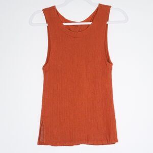 Anthropologie Womens Tank Top Size Medium Orange Ribbed Button‎ Back Boho Basics